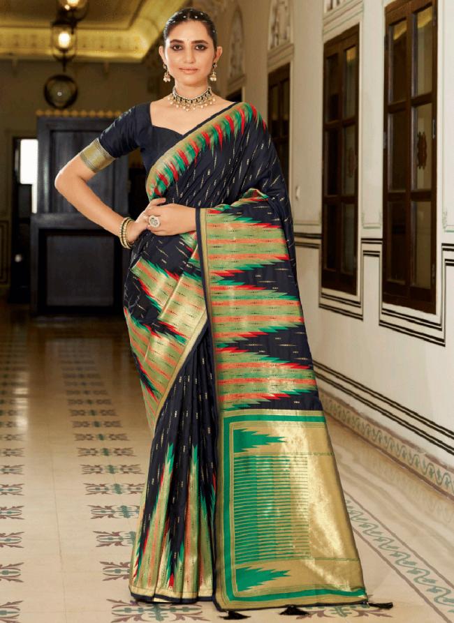 Silk Black Party Wear Weaving Saree